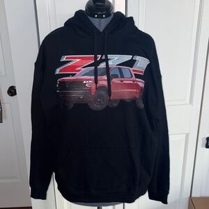 Gildan Black Hoodie with Red and Gray Truck Design